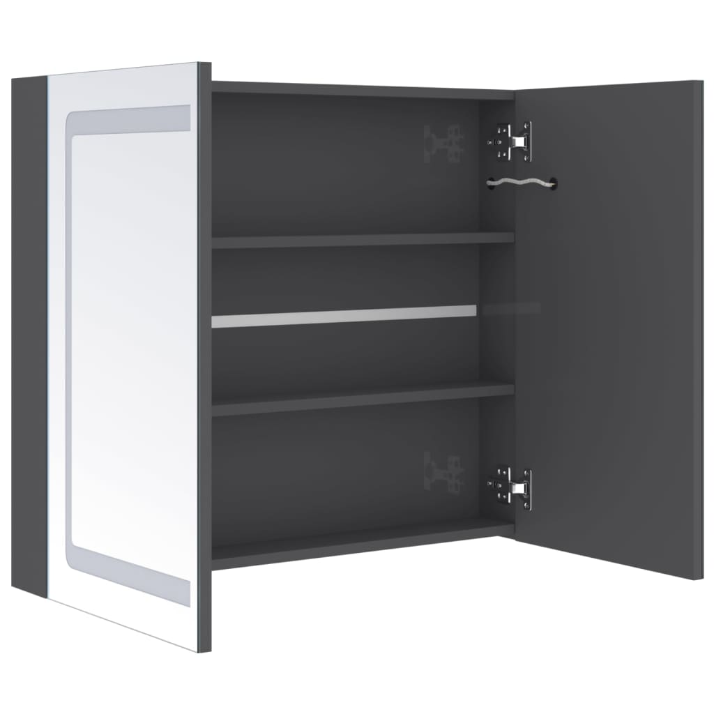vidaXL Bathroom Cabinet | Shining Grey | MDF in Melamine Finish, Glass