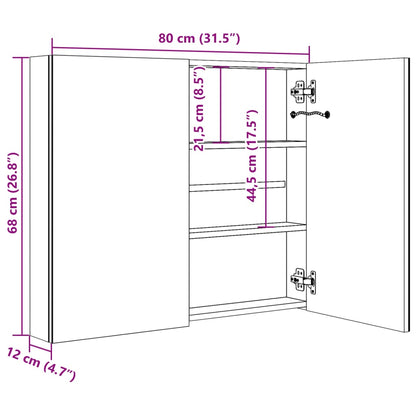 vidaXL Bathroom Cabinet | Shining Grey | MDF in Melamine Finish, Glass