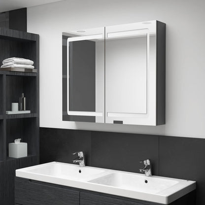 vidaXL Bathroom Cabinet | Shining Grey | MDF in Melamine Finish, Glass