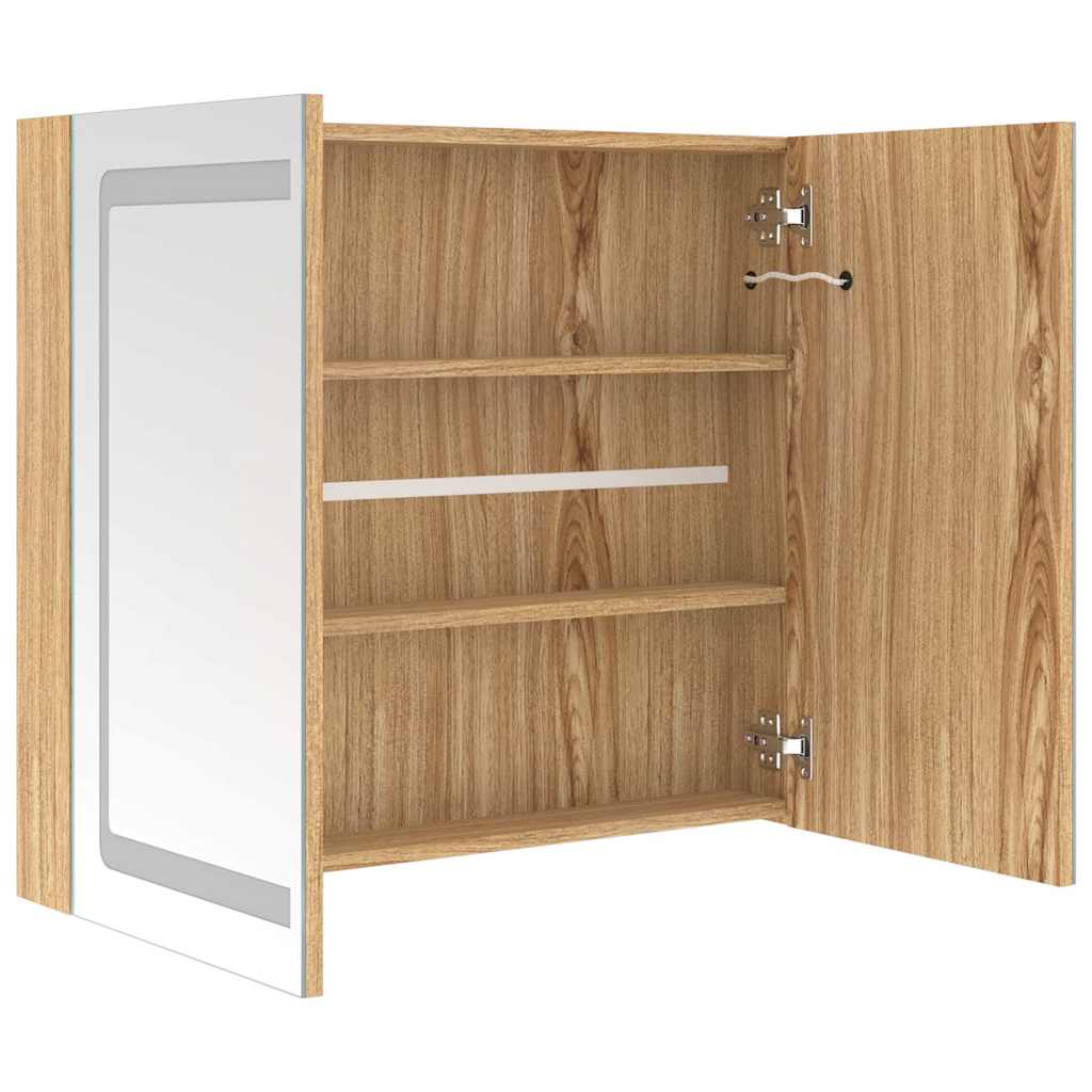 326515 vidaXL LED Bathroom Mirror Cabinet Oak 80x12x68 cm