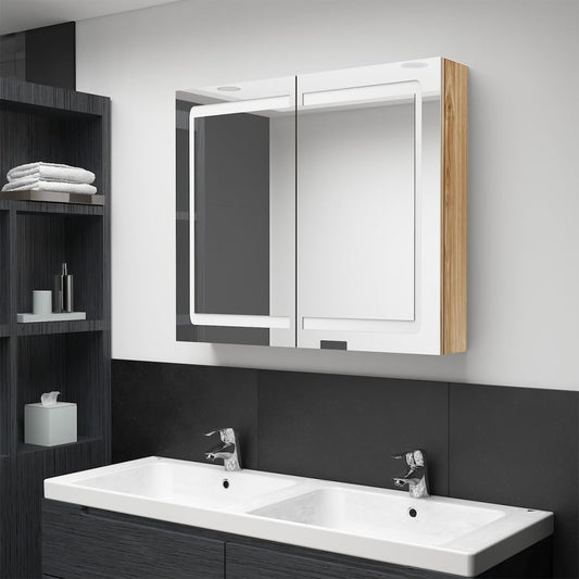 vidaXL Bathroom Cabinet | Oak | MDF with melamine finish, glass | Medium