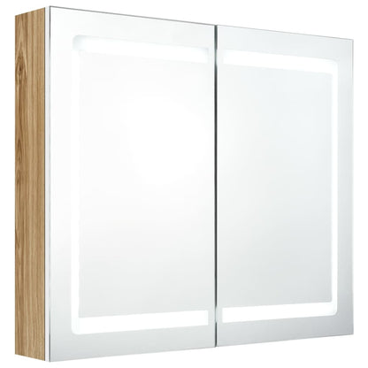 vidaXL Bathroom Cabinet | White and oak | MDF board with melamine finish, glass
