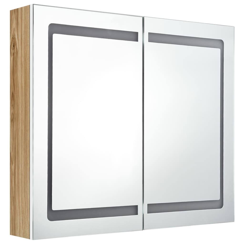 vidaXL Bathroom Cabinet | White and oak | MDF board with melamine finish, glass