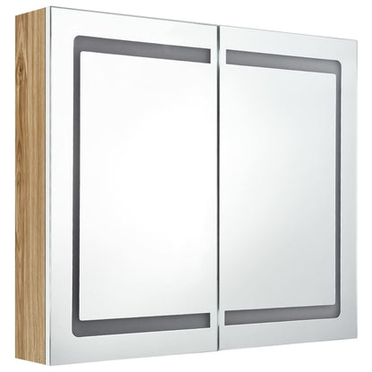vidaXL Bathroom Cabinet | White and oak | MDF board with melamine finish, glass