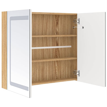 vidaXL Bathroom Cabinet | White and oak | MDF board with melamine finish, glass