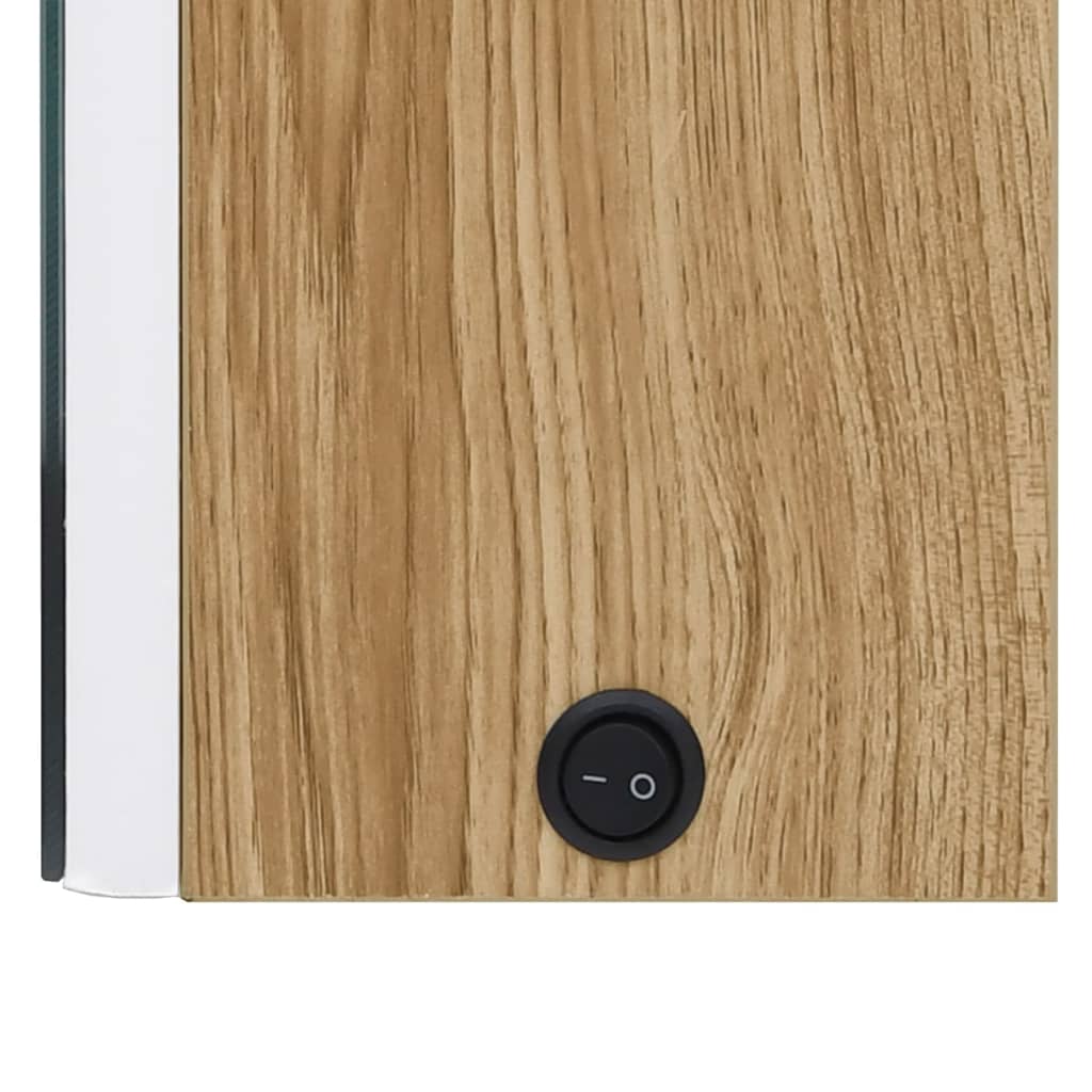 vidaXL Bathroom Cabinet | White and oak | MDF board with melamine finish, glass