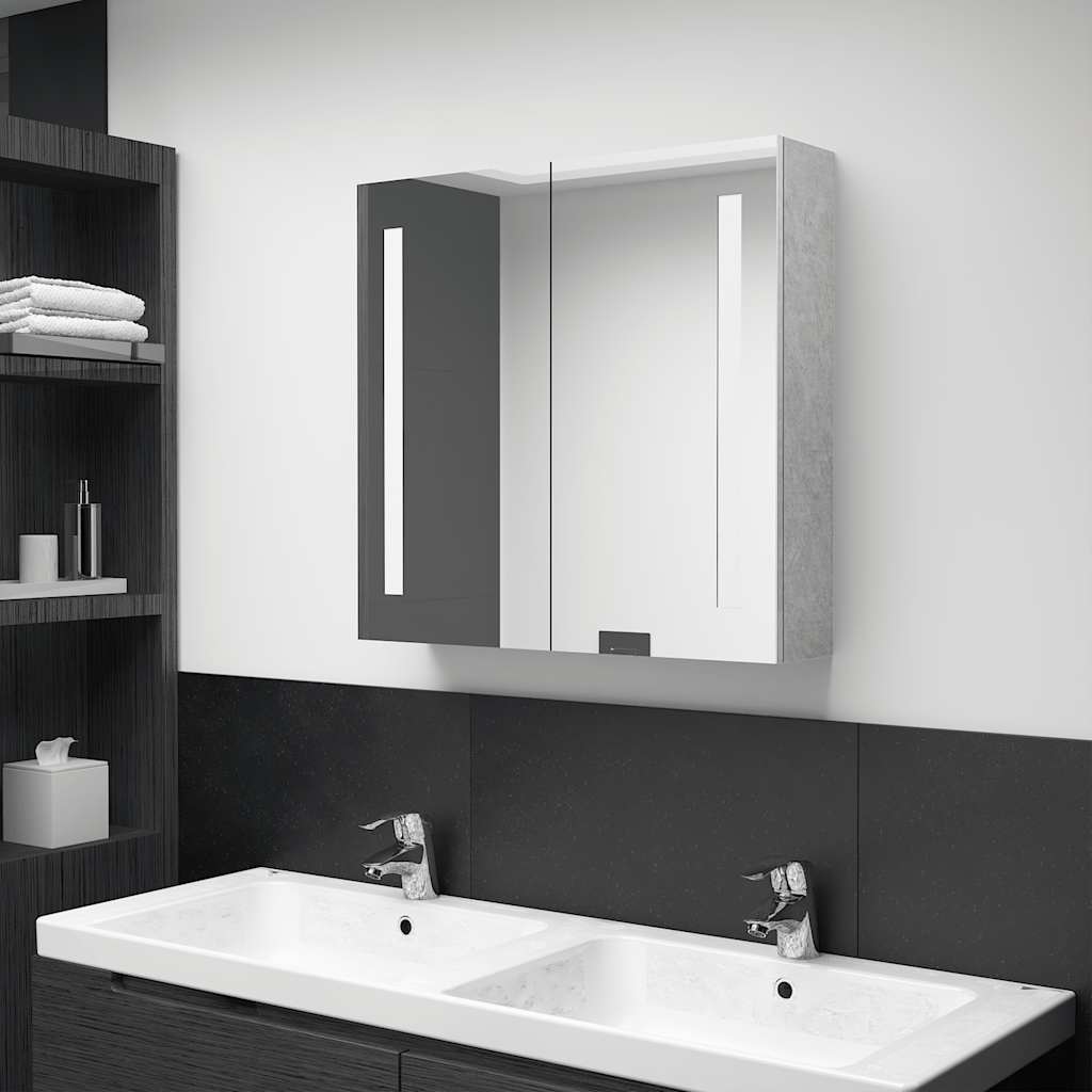 vidaXL Bathroom Cabinet | Concrete Grey | MDF in melamine finish, glass | Medium