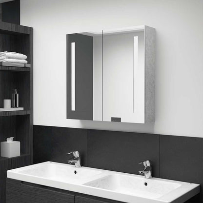 vidaXL Bathroom Cabinet | Concrete Grey | MDF in melamine finish, glass | Medium