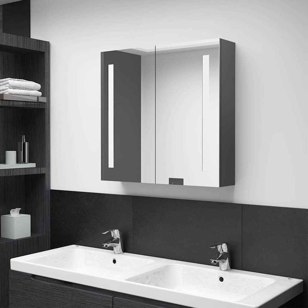 vidaXL Bathroom Cabinet | Grey | MDF board with melamine finish, glass | Medium