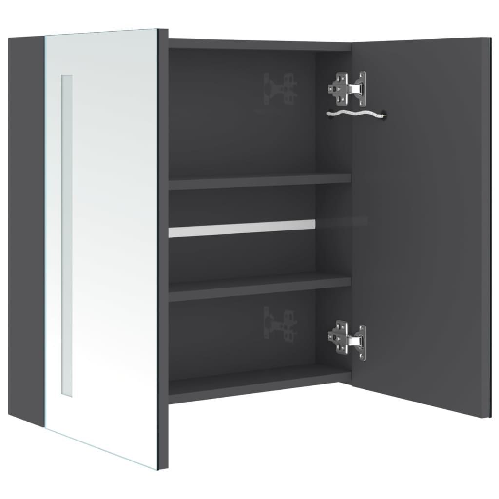 vidaXL LED Bathroom Mirror Cabinet Shining Grey 62x14x60 cm