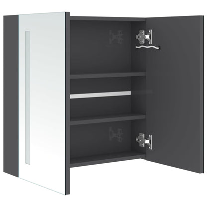 vidaXL LED Bathroom Mirror Cabinet Shining Grey 62x14x60 cm