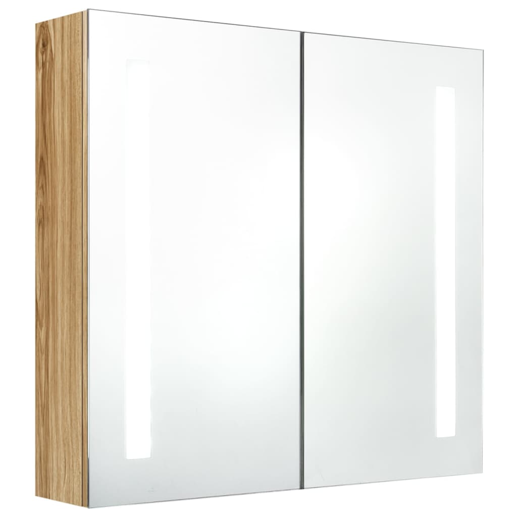 vidaXL LED Bathroom Mirror Cabinet Oak 62x14x60 cm