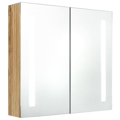 vidaXL LED Bathroom Mirror Cabinet Oak 62x14x60 cm