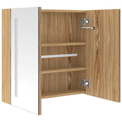 vidaXL LED Bathroom Mirror Cabinet Oak 62x14x60 cm