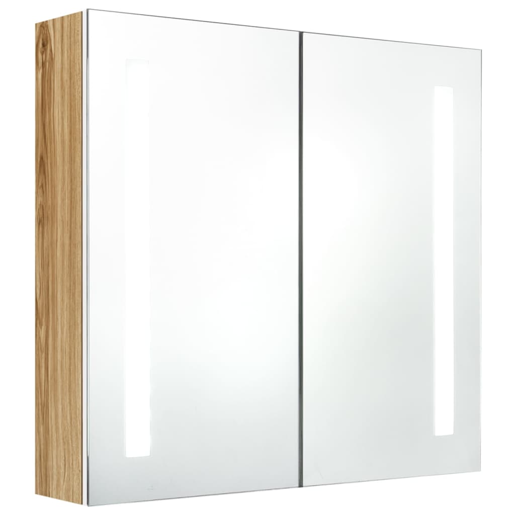 vidaXL LED Bathroom Mirror Cabinet White and Oak 62x14x60 cm