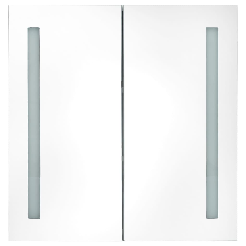 vidaXL LED Bathroom Mirror Cabinet White and Oak 62x14x60 cm