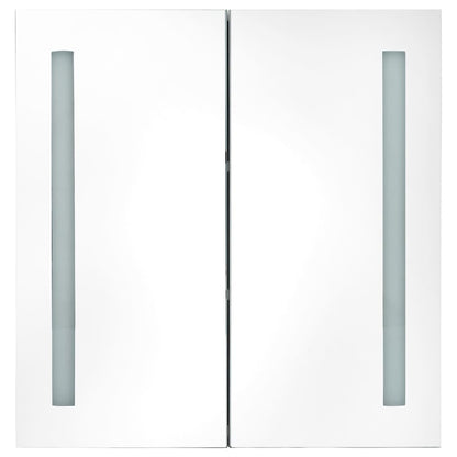 vidaXL LED Bathroom Mirror Cabinet White and Oak 62x14x60 cm