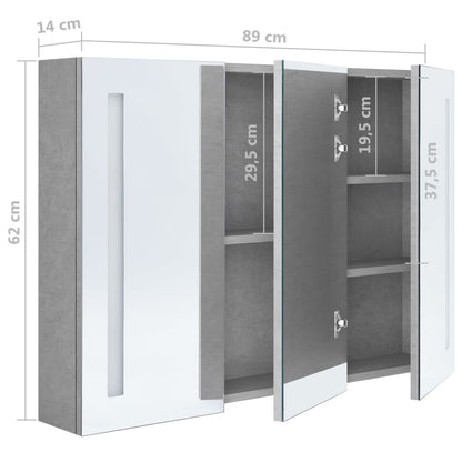 vidaXL Bathroom Cabinet | Concrete grey | MDF with melamine finish, glass mirror