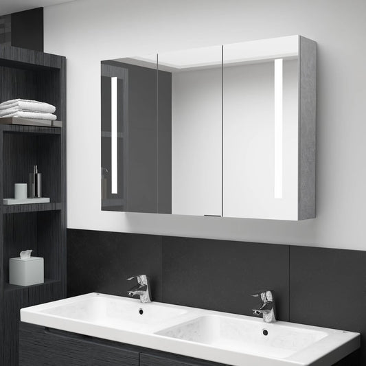 vidaXL Bathroom Cabinet | Concrete grey | MDF with melamine finish, glass mirror