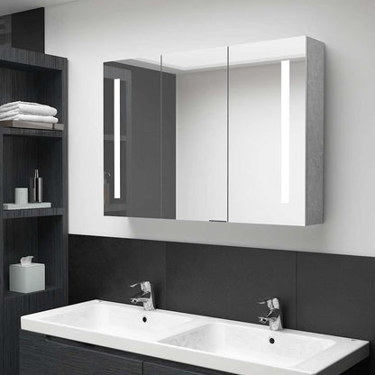 326525 vidaXL LED Bathroom Mirror Cabinet Concrete Grey 89x14x62 cm