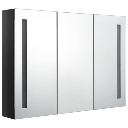vidaXL Bathroom Cabinet | Shiny Black | MDF Board with Melamine, Glass Mirror