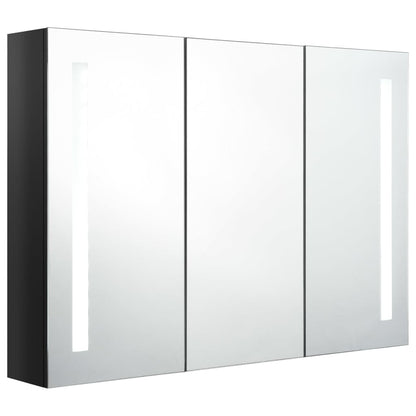 vidaXL Bathroom Cabinet | Shiny Black | MDF Board with Melamine, Glass Mirror