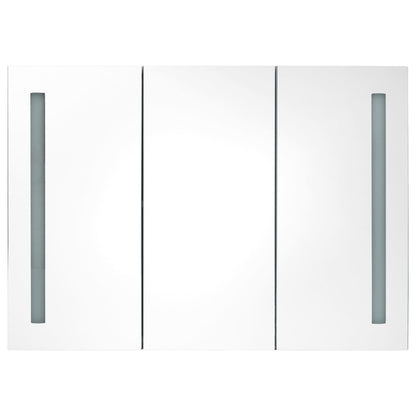 vidaXL Bathroom Cabinet | Shiny Black | MDF Board with Melamine, Glass Mirror