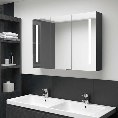 326526 vidaXL LED Bathroom Mirror Cabinet 89x14x62 cm Shining Black