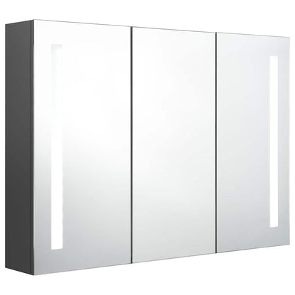 326527 vidaXL LED Bathroom Mirror Cabinet 89x14x62 cm Grey
