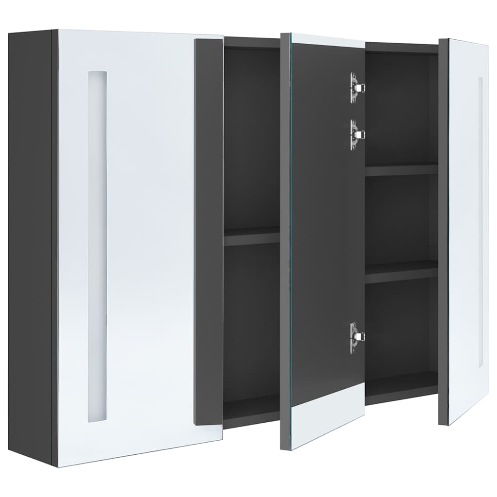326527 vidaXL LED Bathroom Mirror Cabinet 89x14x62 cm Grey
