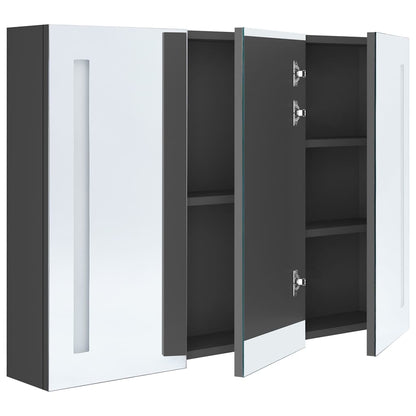 326527 vidaXL LED Bathroom Mirror Cabinet 89x14x62 cm Grey