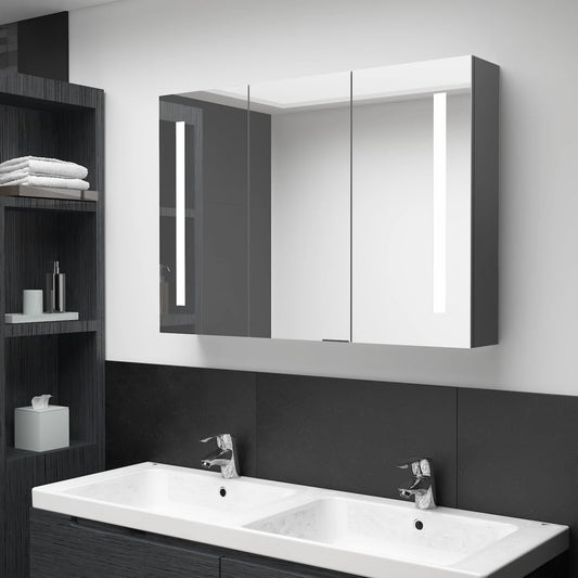 vidaXL Bathroom Cabinet | Grey | MDF in melamine finish, glass mirror | Medium