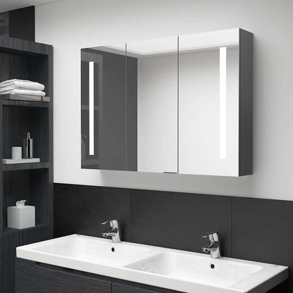 326527 vidaXL LED Bathroom Mirror Cabinet 89x14x62 cm Grey