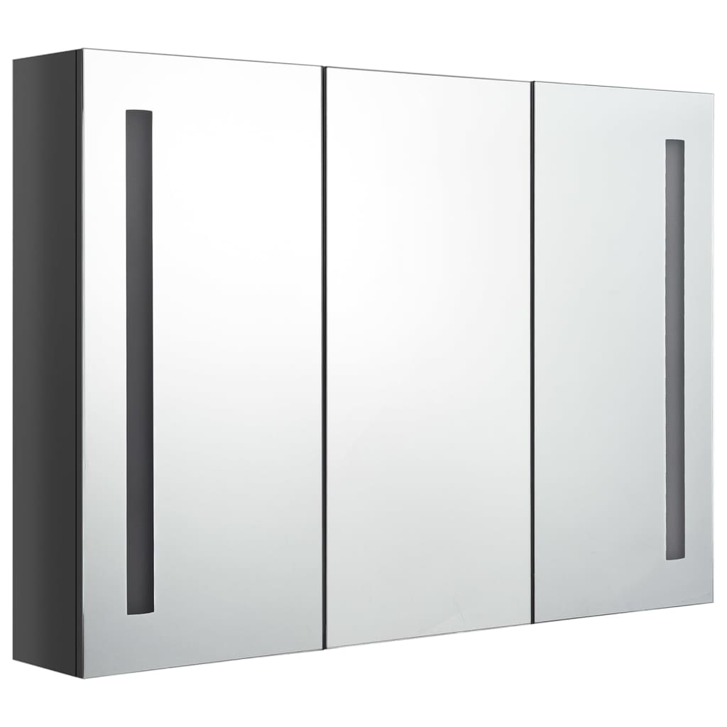 vidaXL Bathroom Cabinet | Shining Grey | MDF with Melamine Finish, Glass Mirror