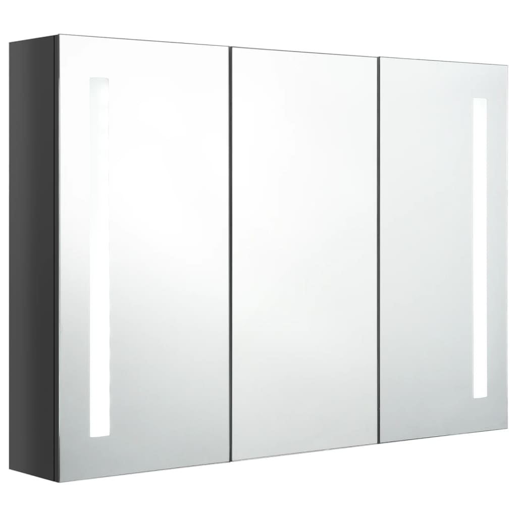 vidaXL Bathroom Cabinet | Shining Grey | MDF with Melamine Finish, Glass Mirror