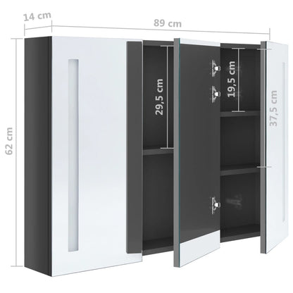 vidaXL Bathroom Cabinet | Shining Grey | MDF with Melamine Finish, Glass Mirror