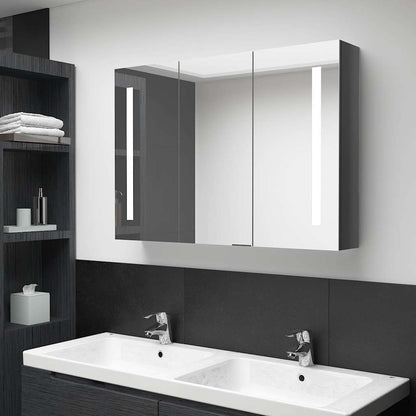 326528 vidaXL LED Bathroom Mirror Cabinet 89x14x62 cm Shining Grey