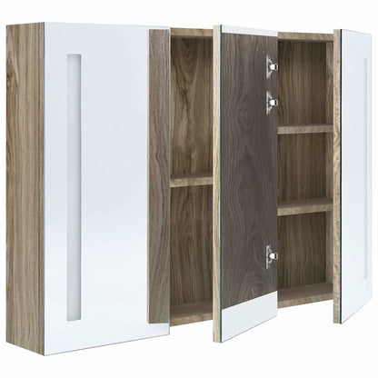 326529 vidaXL LED Bathroom Mirror Cabinet 89x14x62 cm Oak
