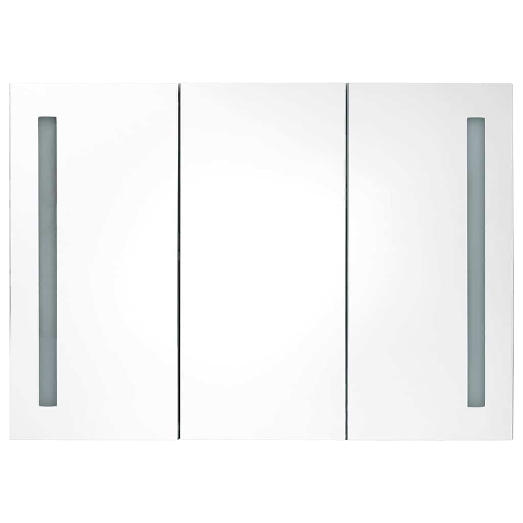 vidaXL LED Bathroom Mirror Cabinet 89x14x62 cm White and Oak