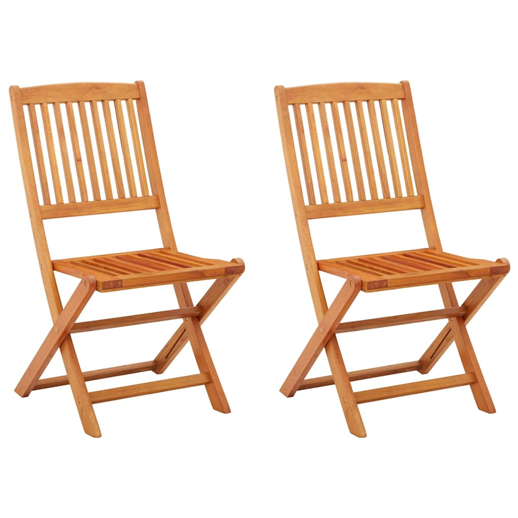 vidaXL Folding Chairs 2 pcs Solid Eucalyptus Wood