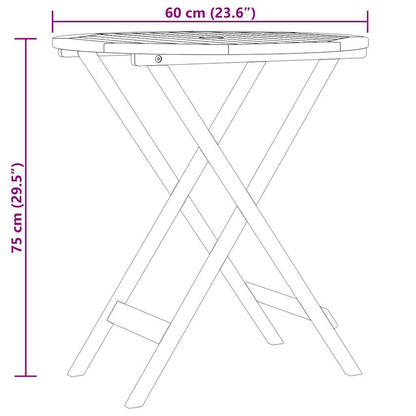 vidaXL Garden Table | Natural Wood | Solid eucalyptus wood | Small | Foldable