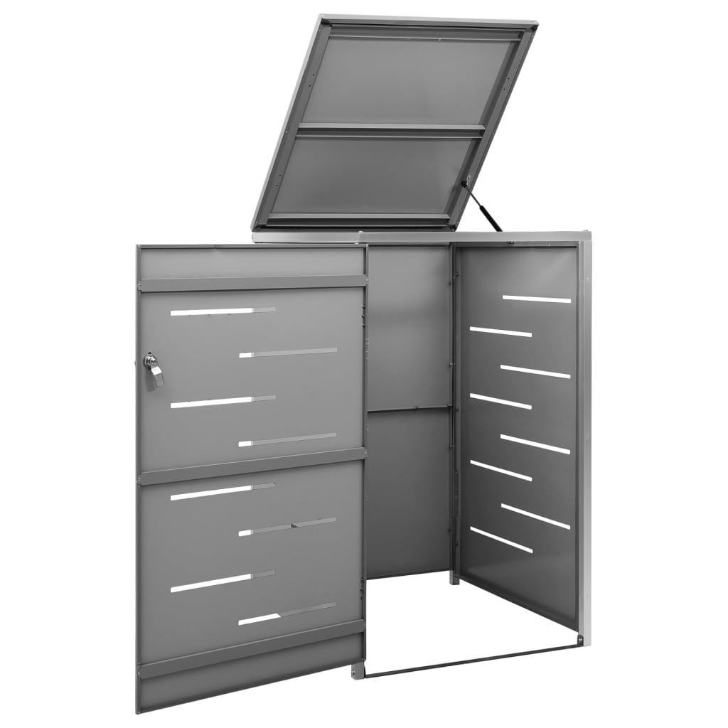 vidaXL Single Wheelie Bin Shed 69x77.5x112.5 cm Stainless Steel