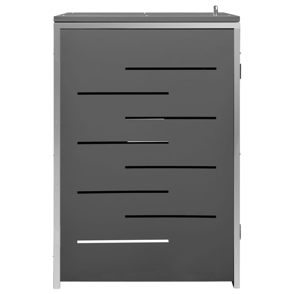149554 vidaXL Single Wheelie Bin Shed 69x77,5x112,5 cm Stainless Steel