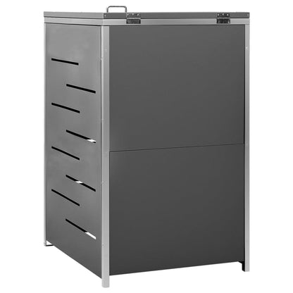 149554 vidaXL Single Wheelie Bin Shed 69x77,5x112,5 cm Stainless Steel