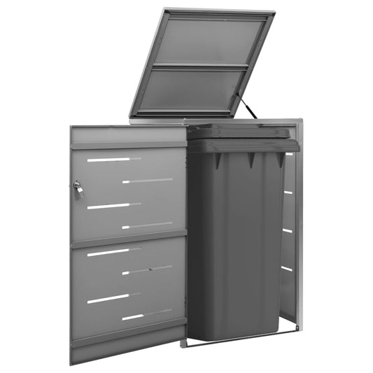 vidaXL Single Wheelie Bin Shed 69x77.5x112.5 cm Stainless Steel