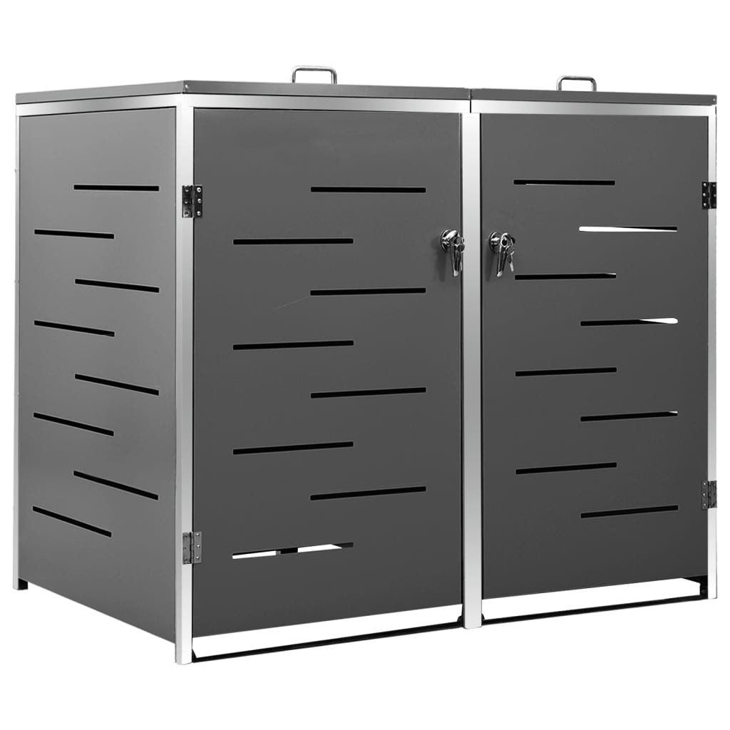 vidaXL Double Wheelie Bin Shed 138x77.5x112.5 cm Stainless Steel