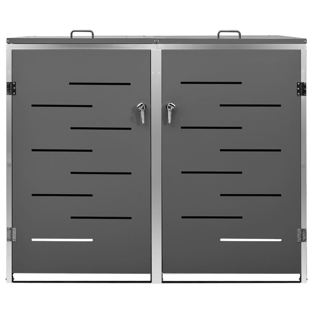 149555 vidaXL Double Wheelie Bin Shed 138x77,5x112,5 cm Stainless Steel