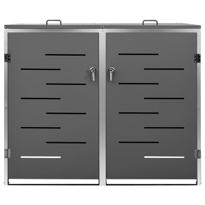 149555 vidaXL Double Wheelie Bin Shed 138x77,5x112,5 cm Stainless Steel