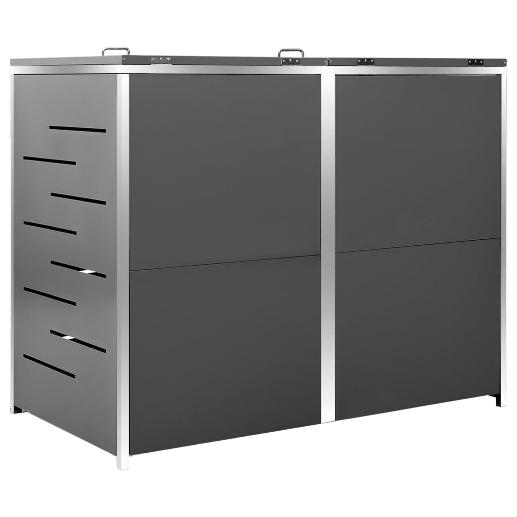 vidaXL Double Wheelie Bin Shed 138x77.5x112.5 cm Stainless Steel