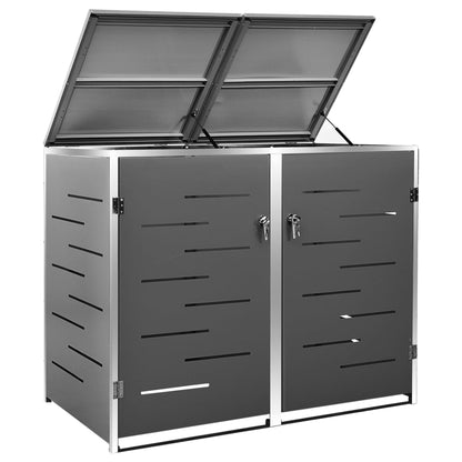 vidaXL Double Wheelie Bin Shed 138x77.5x115 cm Stainless Steel